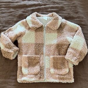 H&M Tan and Cream Checkered Kids Jacket